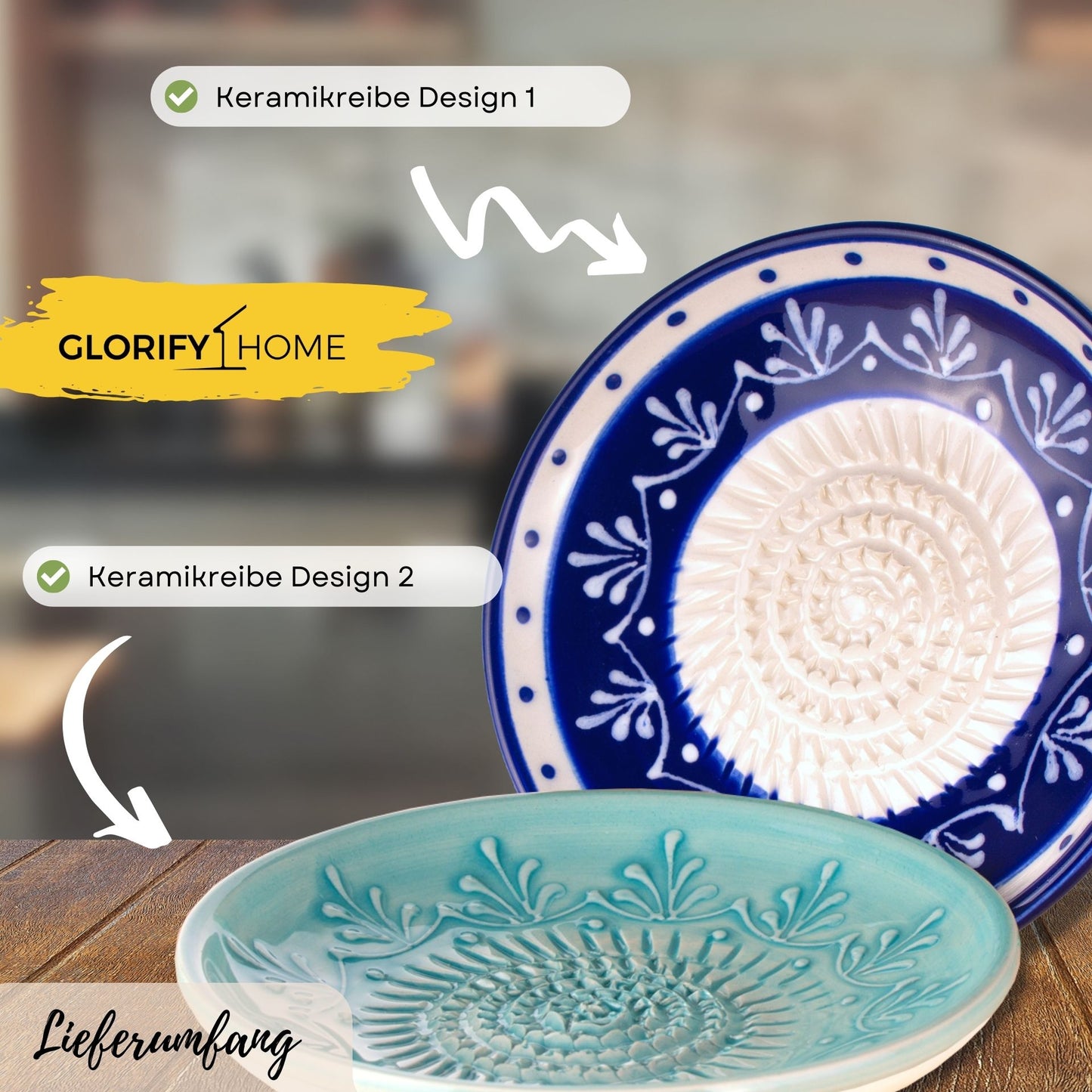 GLORIFY HOME® - Tibi - Grattugia in ceramica doppio pacco