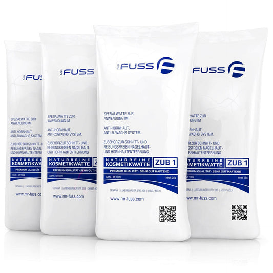 Mr. Fuss® - naturreine Kosmetikwatte - 4 x 25g - SENANA